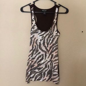 Rue 21 brown zebra print tank top